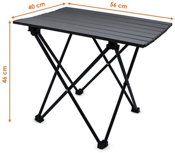 Spetebo Campingtisch Klapptisch schwarz mit Tragetasche - mit einrollbarer Tischplatte (Anzahl, 1-St, Stück), platzsparend verstaubar