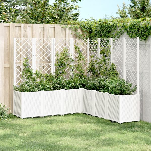 vidaXL Pflanzkübel mit Rankgitter Weiß 160x160x140 cm PP 367884