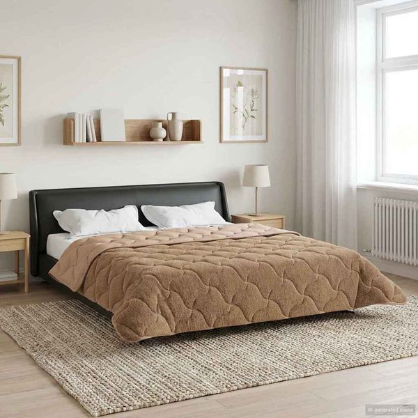vidaXL Winterbettdecke Taupe 220 x 260 cm Mikrofaser und Teddy-Fleece 42026359