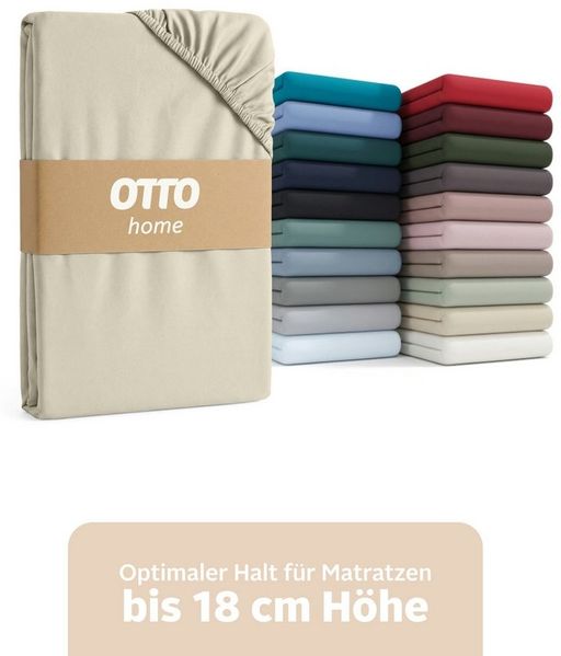 OTTO home Spannbettlaken PHYSALIS in BASIC und PREMIUM Qualität, 100% Baumwolle, Jersey (160 g/m), Gummizug: rundum, (1 Stück), für Matratzen bis 18 cm Höhe, Bettlaken, Spannbetttuch, pflegeleicht