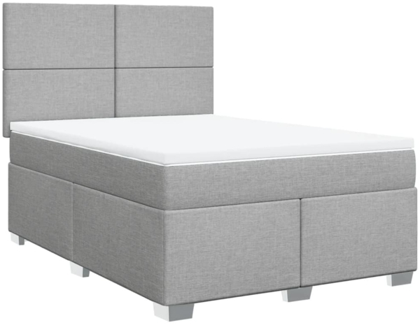vidaXL Boxspringbett mit Matratze Hellgrau 140x200 cm Stoff 3290504