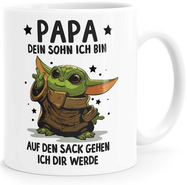 MoonWorks Tasse Kaffee-Tasse Papa Sprüche Geschenk Vatertag Lustig Motiv Baby-Yoda, Keramik
