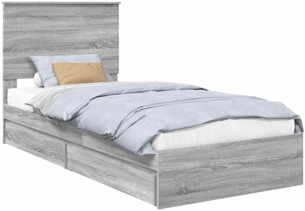 vidaXL Aufbewahrungsbett Graues Sonoma 100x200 cm Holzwerkstoff 3409585