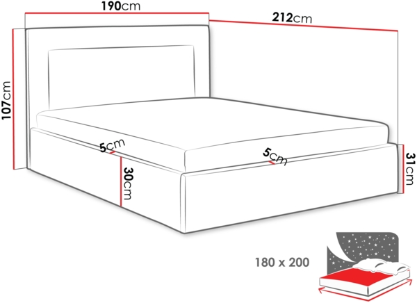 Polsterbett Dampir (Farbe: Coral 55, Größe: 180 x 200) Bild 8