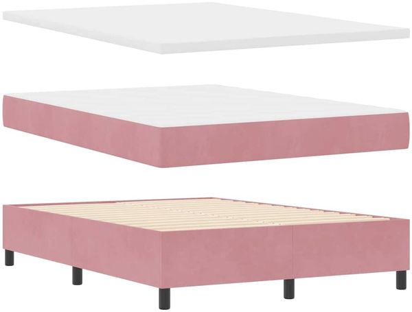 vidaXL Boxspringbett mit Matratze mit Kopfteil Rosa 160x200 cm Samt 3344527