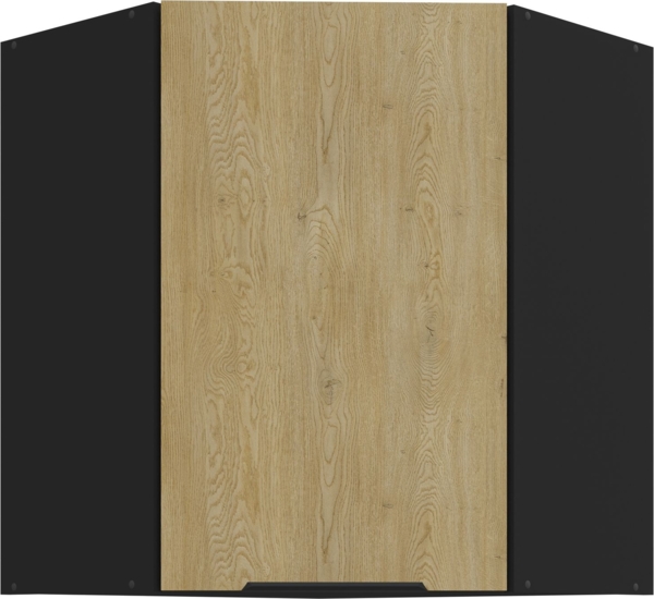 Küchen Eckhängeschrank 60x60 cm CREMONA Eiche hell + Schwarz matt Küche Küchenzeile Küchenblock Einbauküche