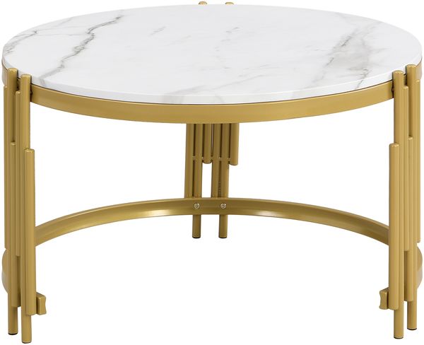Couchtisch-Set, Marmoroptik & Metallgestell, 71,5x71,5x44/51,5x51,5x37 cm, Weiß/messing Bild 7