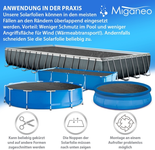 Miganeo Pool Solarfolie Ø 366 cm Deluxe rund |180 my | schwarz | 12 mm Luftblasen Bild 5
