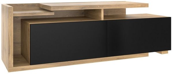KLAM HOME Lowboard Modularer TV-Schrank mit LED-Beleuchtung und bewegbarem Modul (Flexibles 2-in-1 Design mit individuell kombinierbaren Elementen), Bis zu 2 Meter ausziehbar für maximale Raumflexibilität und Stauraum