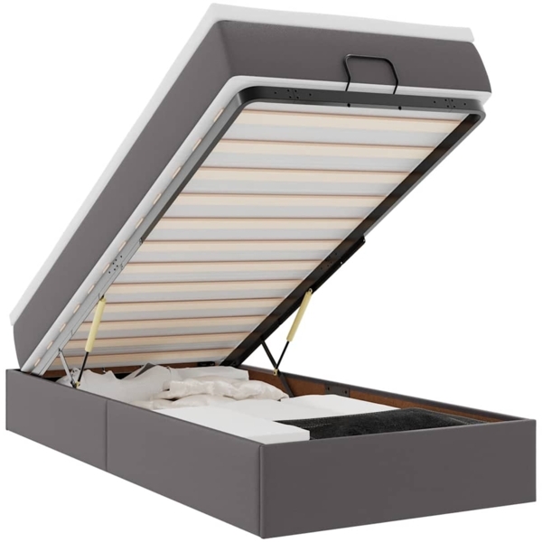 vidaXL Ottoman-Bett mit Matratze Grau 90x200 cm Kunstleder 3311019