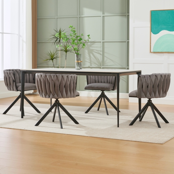 Velours-Drehstuhl mit 180°-Schwenkfunktion, ergonomisch, grau, für Büro und Homeoffice