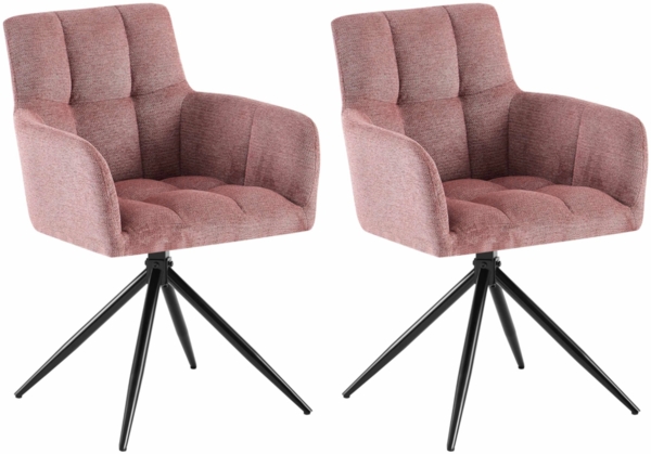 CLP Esszimmerstühle 2er Set, Sessel Jonah drehbar mit Armlehnen, bis 150 kg,rubinrot