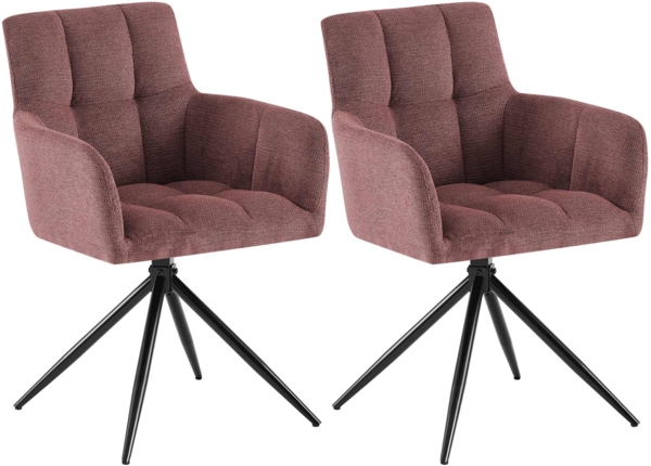 CLP Esszimmerstühle 2er Set, Sessel Jonah drehbar mit Armlehnen, bis 150 kg,rubinrot