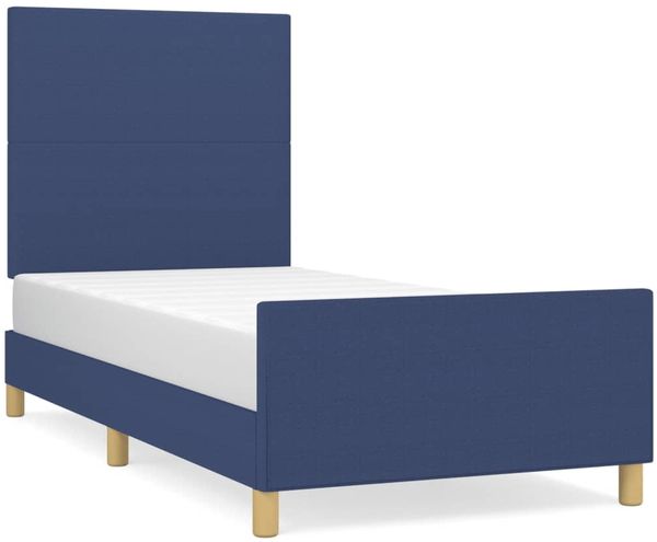 Einzelbettgestell Design für Erwachsene ohne Matratze Blau 90x190 cm Stoff d4064e