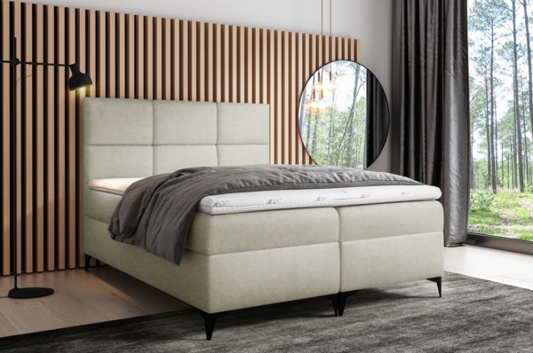 99rooms Ozzy Boxspringbett Strukturstoff 140x200 cm Beige