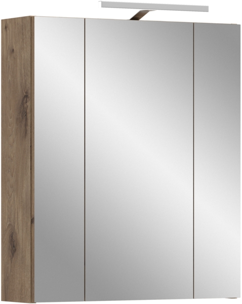 Spiegelschrank inkl. Beleuchtung (B/H/T: 60x70x18 cm) in schwarz matt und Nox Oak Nachbildung