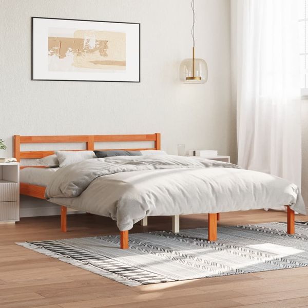 vidaXL Massivholzbett ohne Matratze Wachsbraun 120x190 cm Kiefernholz 844139