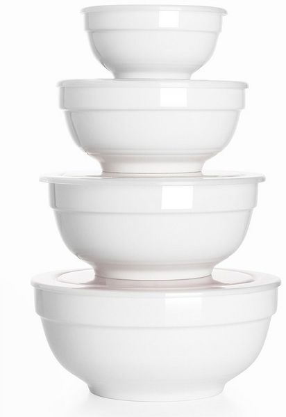 Dowan Rührschüssel Keramikschalen mit Deckeln, 1.9 L/1.2 L/650 ml/350 ml, 4er Set