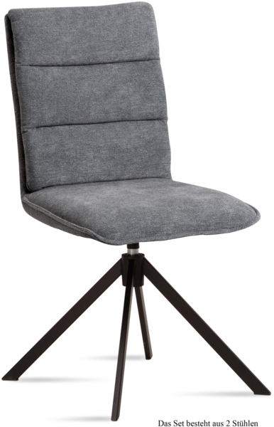 Esszimmerstuhl drehbar (2er-Set) Dekava 47x92x60 Schwarz/Grau