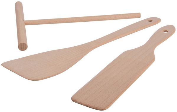 GRÄWE Crepes Verteiler, Crêpes Zubehör Holz-Set, 3-teilig