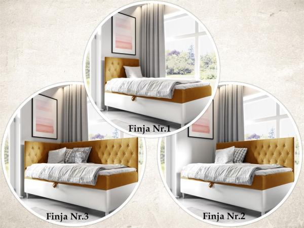 Boxspringbett Gästebett Kinderbett FINJA Nr. 3 90x200cm Weiss-Braun Seite Links Bild 3