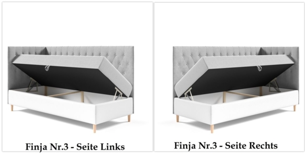 Boxspringbett Gästebett Kinderbett FINJA Nr. 3 90x200cm Weiss-Braun Seite Links Bild 4