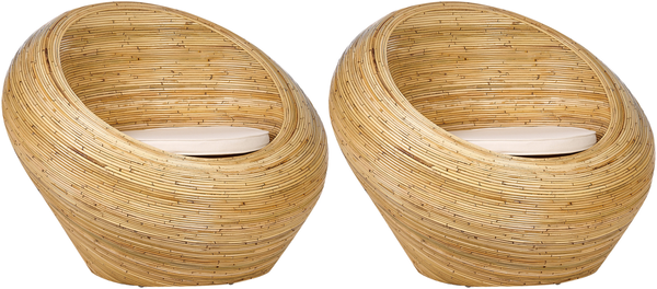 Gartensessel 2er Set MAIORI Rattan Natürlich