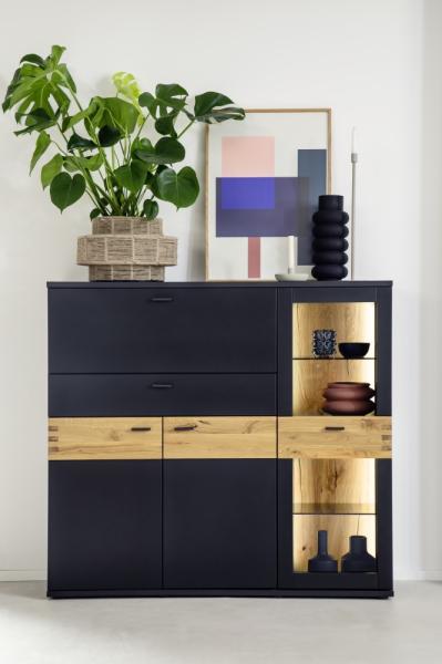 Highboard 135 cm anthrazit + Wildeiche TL3100