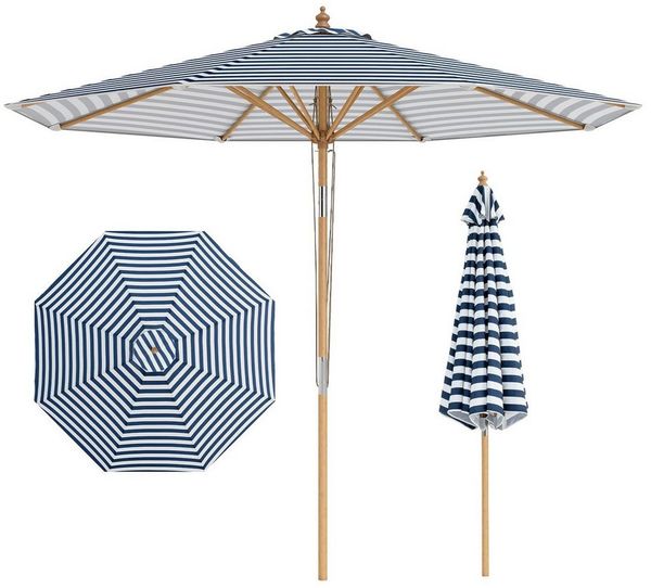 COSTWAY Sonnenschirm, Ø 270cm Gartenschirm, beidseitig um 30° knickbar