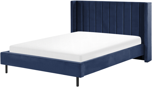 Bett mit Lattenrost VILLETTE 160 x 200 cm Samtstoff Marineblau