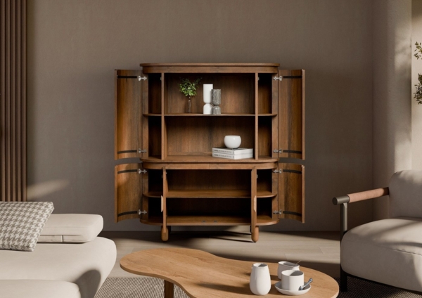 Massivmoebel24 Highboard (Massivholz), Mango 120x40x150 braun geölt KYOTO #115 Bild 3