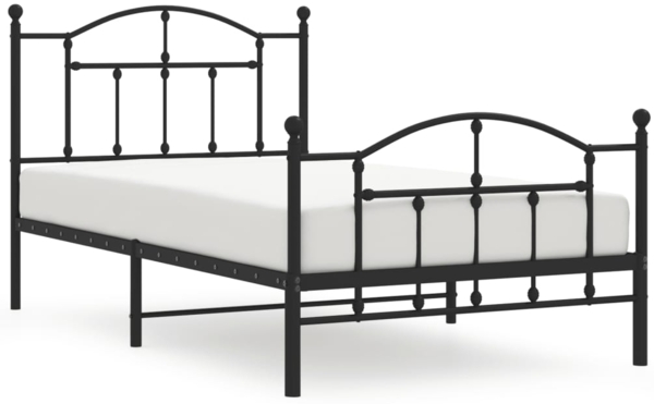 vidaXL Bettgestell mit Kopf- und Fußteil Metall Schwarz 100x190 cm 353451