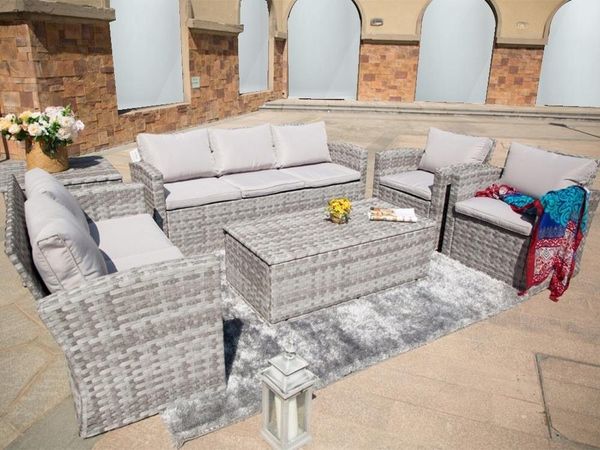 ONDIS24 Loungeset Sacramento, Sitzgruppe für 7 Personen, Gartenset mit Tisch, (6-tlg), UV- und witterungsbeständig