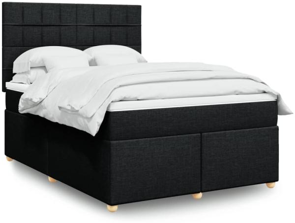 vidaXL Boxspringbett mit Matratze Schwarz 140x200 cm Stoff 3293605