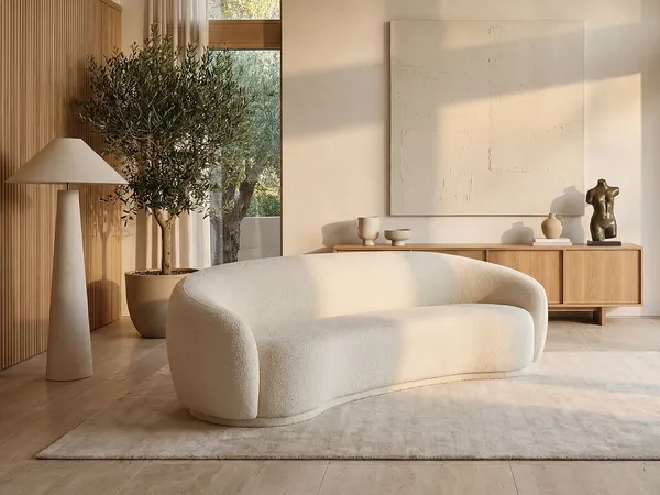 Vente-unique - BOVANA Sofa Stoff Weiß - B 88 cm x H 71 cm x L 227 cm