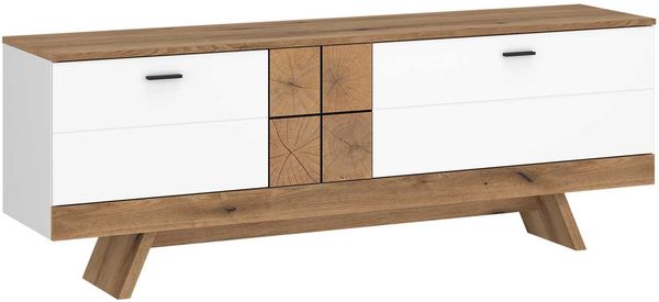 TV-Lowboard Ornella / Oreta, Holzwerkstoff, Weiß, Holzfarben, 162 x 61 x 45 cm