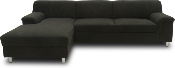 DOMO. collection Ecksofa Junin, Couch in L-Form mit Schlaffunktion, Füße mit Filzgleitern, Sofa, Polsterecke, Eckcouch, Polstergarnitur 251 x 150 x 72 cm (BxTxH), schwarz