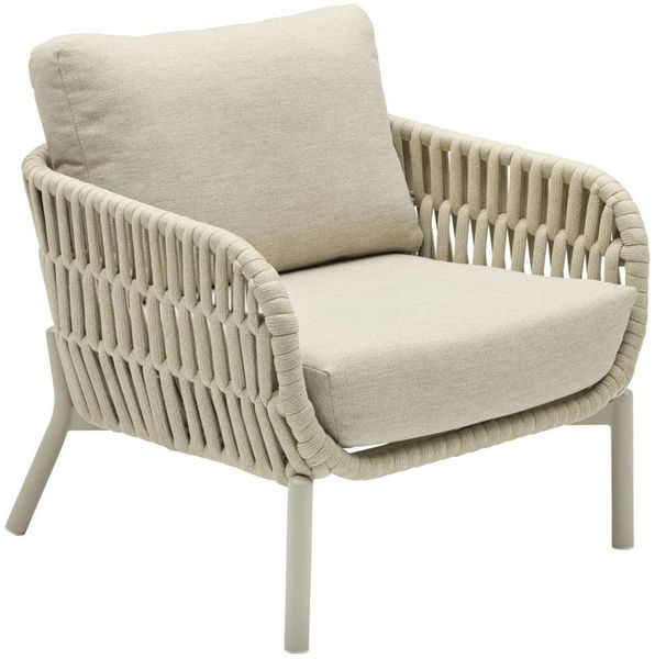 Gartensessel Malte Gartenstuhl Loungesessel mit Polster Rope Taupe