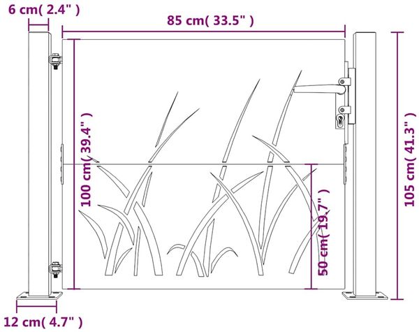 vidaXL Gartentor 100x100 cm Cortenstahl Gras-Design 153227 Bild 9
