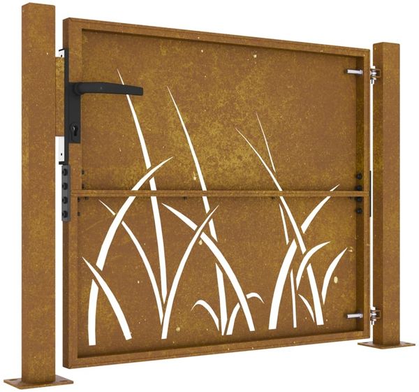 vidaXL Gartentor 100x100 cm Cortenstahl Gras-Design 153227 Bild 7