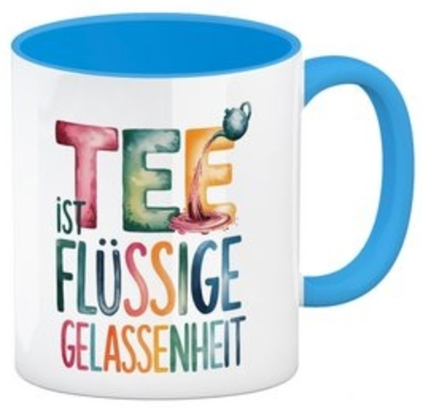 speecheese Tasse Tee ist flüssige Gelassenheit Kaffeebecher in hellblau Bild 4