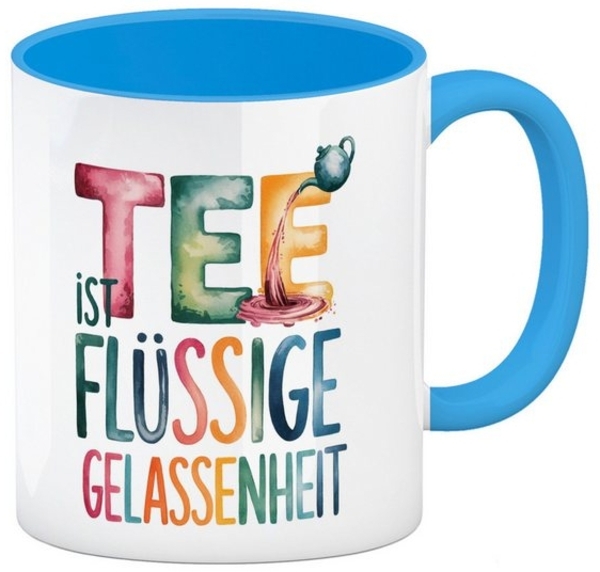 speecheese Tasse Tee ist flüssige Gelassenheit Kaffeebecher in hellblau Bild 2