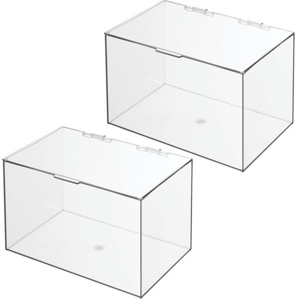 Aufbewahrungsbox Organizer 2er Set mit Klappdeckel stapelbar mDesign transparent