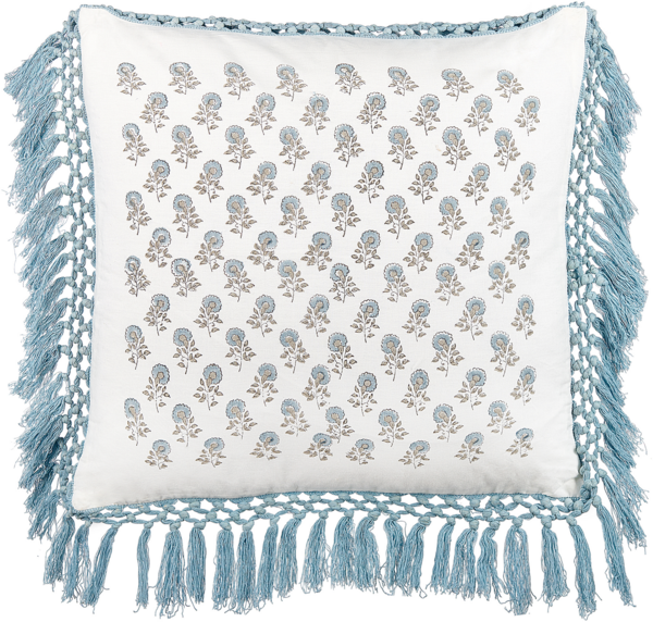 Dekokissen Blumenmuster PALLIDA Baumwolle 45 x 45 cm Blau