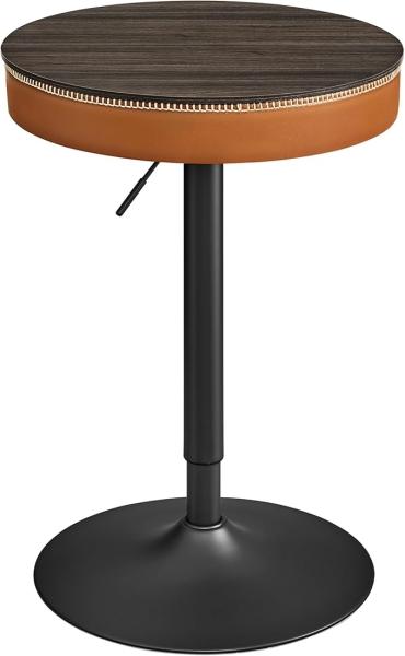 Vasagle EKHO Kollektion - Bartisch höhenverstellbar, kleiner Tisch mit Stauraum, Kunstleder, Nähte, Mid-Century-Modern-Stil, Küche, Hausbar, Wohnzimmer, aschbraun-karamellbraun