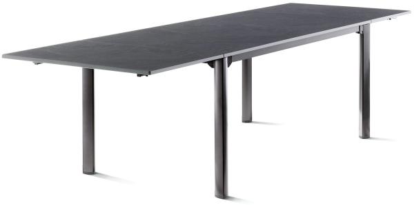 Sieger 3985-55 Exclusiv-Verlängerungstisch mit Vivodur® Dekorplatte, Aluminium Eisengrau 95 x 74 x 165/225/285 cm