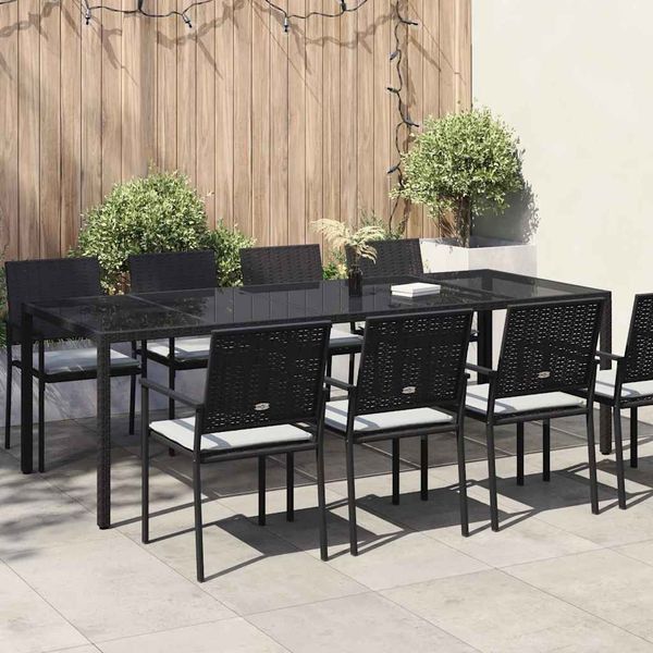 vidaXL Gartentisch Pur Schwarz 250 x 100 x 75 cm Poly-Rattan 362554