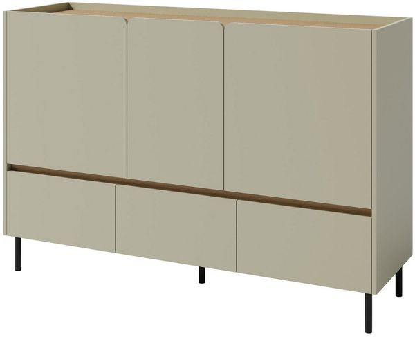 Beautysofa Kommode LICO mit 3 Schubladen, 3 Türen, 3 Regalböden (ideal für Jugendzimmer, Wohnzimmer, Büro), moderne Farben Sandbeige oder Eukalyptus