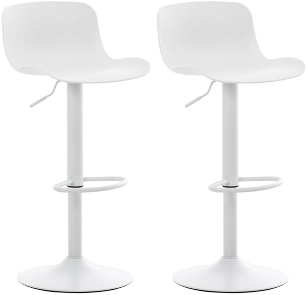 TPFLiving Barhocker Almeria mit bequemer Rückenlehne und angenehmer Fußstütze (Set, 2 St, Barstuhl Hocker für Theke & Küche - höhenverstellbar und drehbar), Gestell Metall weiß - Sitzfläche: Kunststoff Weiß Bild 5