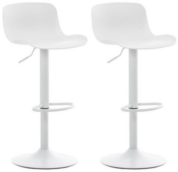 TPFLiving Barhocker Almeria mit bequemer Rückenlehne und angenehmer Fußstütze (Set, 2 St, Barstuhl Hocker für Theke & Küche - höhenverstellbar und drehbar), Gestell Metall weiß - Sitzfläche: Kunststoff Weiß Bild 6